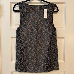 NWT LIVI Active 2021 Rainbow Black Athletic Stretchy Sleeveless Top